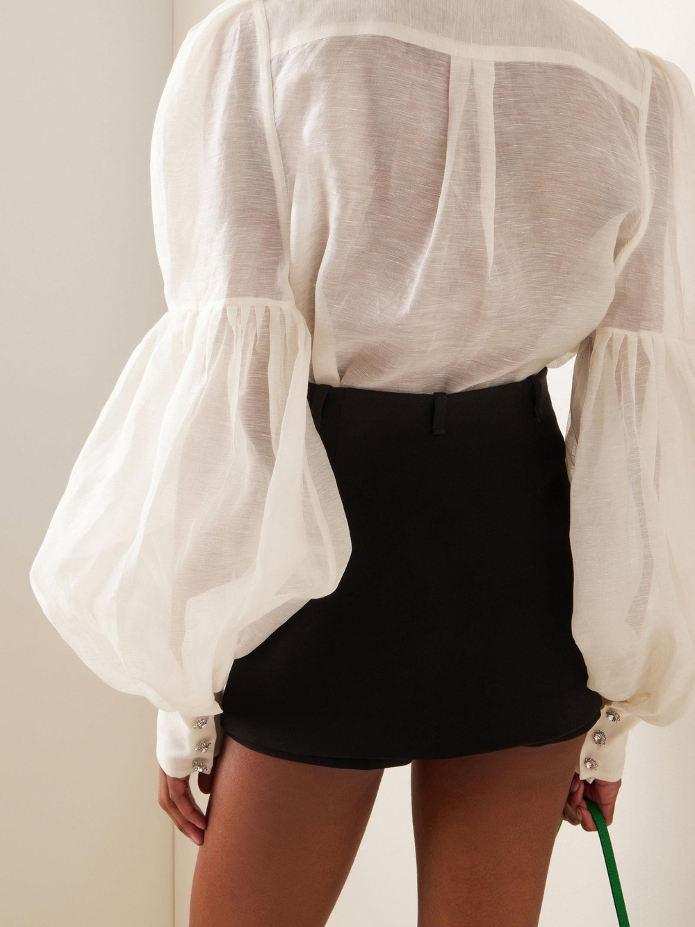 Zimmermann Cream Puff-Sleeve Tie-Neck Blouse - Picture 3 of 8